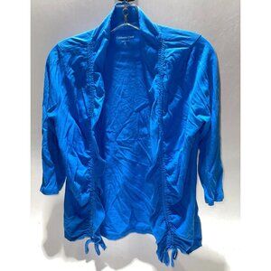 Coldwater Creek Women's Cardigan XS Blue Gathered Front And Tie Detail